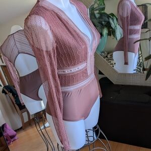 Lulu's Mauve Lace Long Sleeve Bodysuit